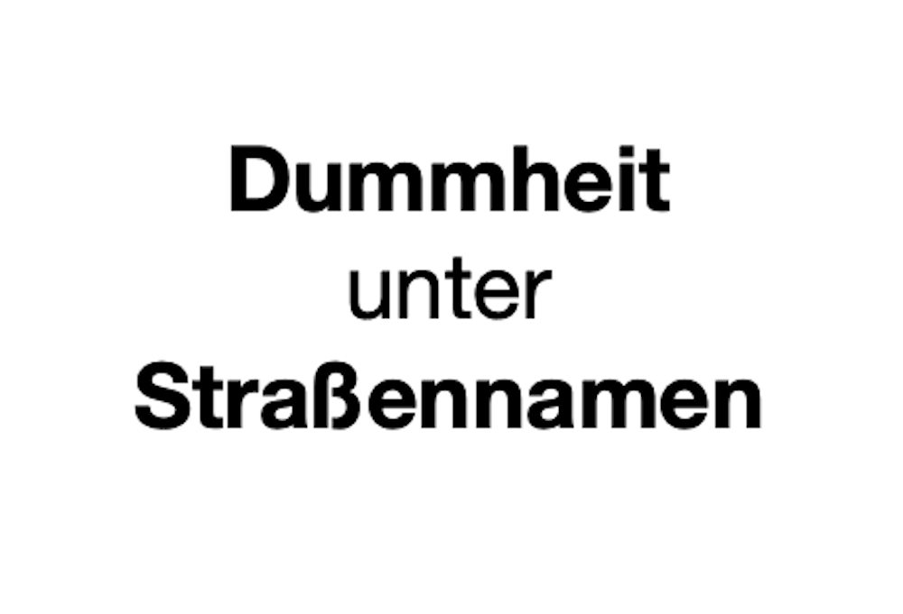 Bild: Dummheit unter Straßennamen